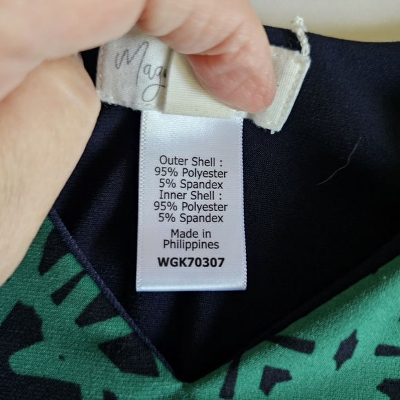 Magnolia GRACE Stitch Fix reversible dress size L green navy sleeveless print - Picture 12 of 12